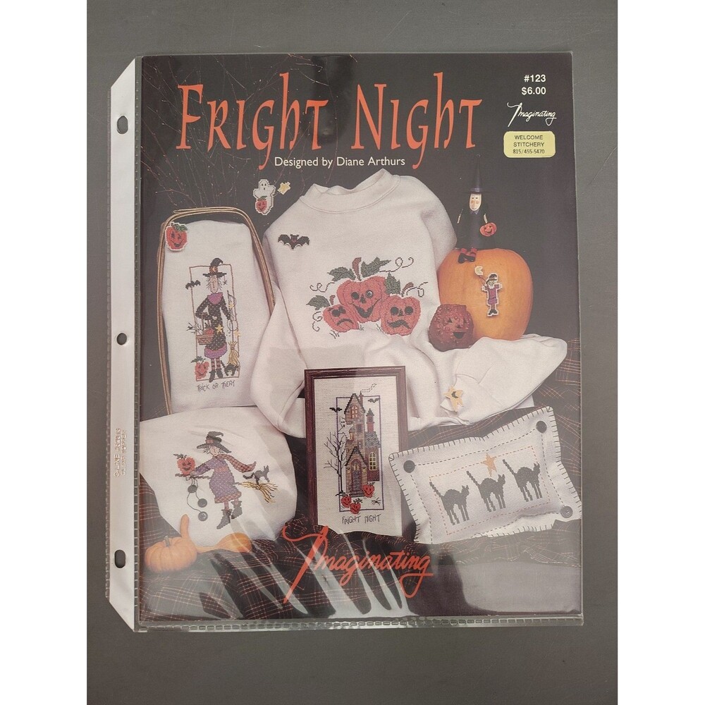 Vintage 1995 Imaginating FRIGHT NIGHT Halloween Cross Stitch Pattern Booklet 123